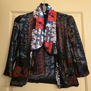 Vtg Alberto Makali Mesh Blazer Jacket Patchwork Mixed media Bohemian Size M